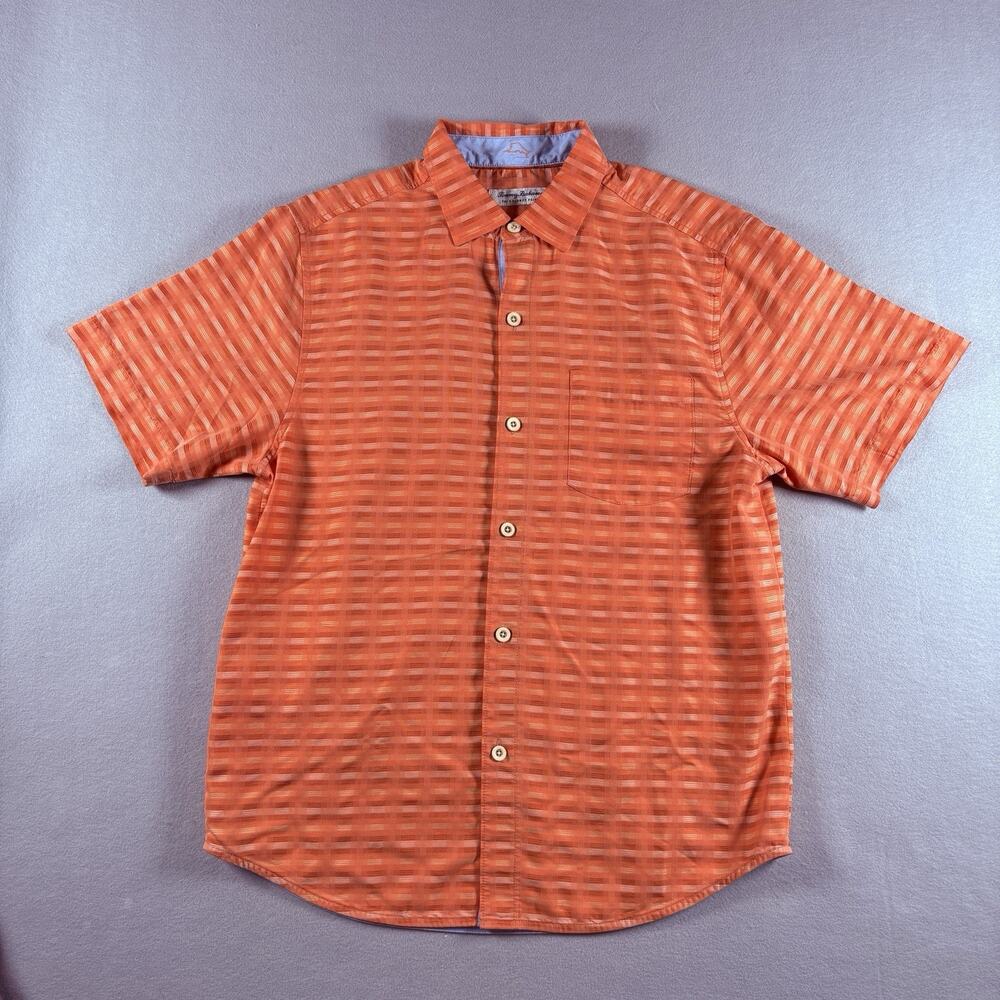 Tommy Bahama Coconut Point Men's Medium Orange Check IslandZone Shirt